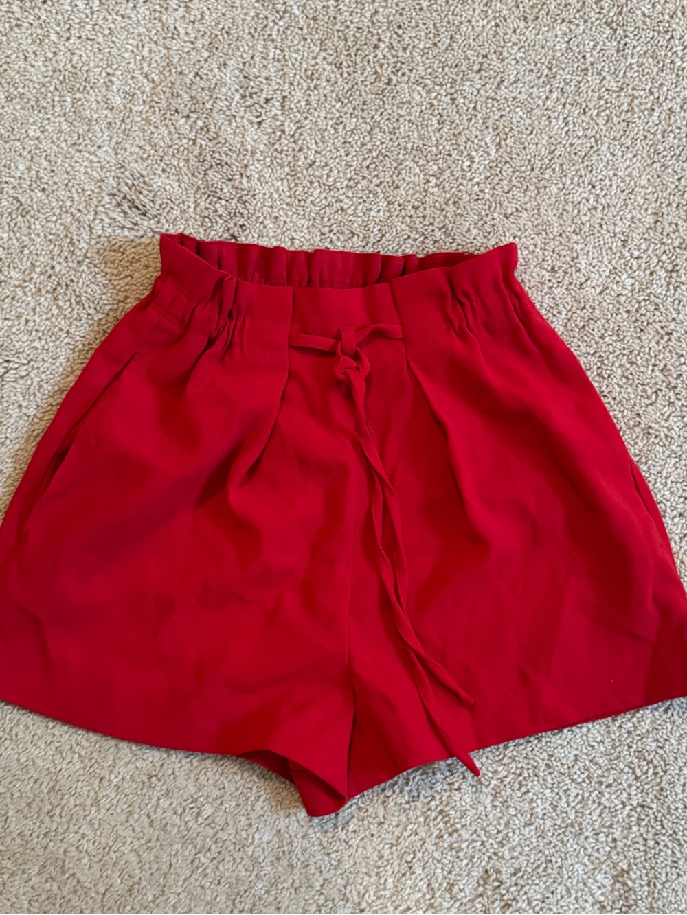 Babaton Red High-Waist Tie-Front Shorts